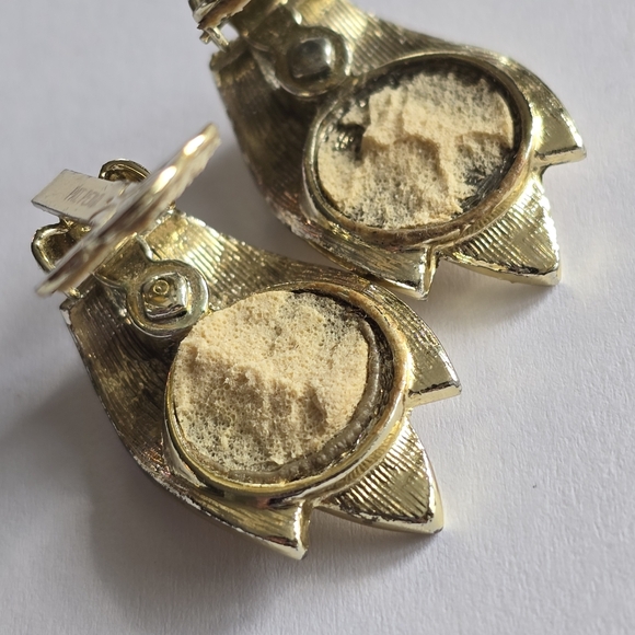 Vintage clip earrings clipon gold tone retro - Picture 5 of 10